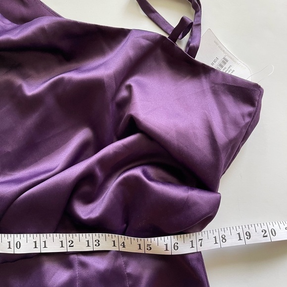 NWT! ($130) Jessica Simpson One Shoulder Purple Satin Dress Formal Prom Dress 14 - Picture 10 of 12